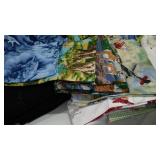 Cotton, Fleece, Flannel Fabric Remnants in Covered tote.
