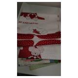 Cotton, Fleece, Flannel Fabric Remnants in Covered tote.