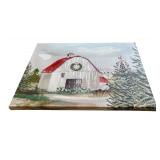 Christmas Wall Hangings / Canvas with Snow and Holiday Barns