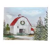 Christmas Wall Hangings / Canvas with Snow and Holiday Barns