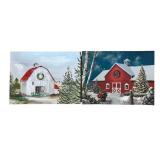 Christmas Wall Hangings / Canvas with Snow and Holiday Barns