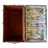 Antique Flat Top Wooden Chest with Medal Locks & Corners