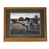 Beautiful Framed Art Wall Daughter and Father at the Farm