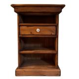 Vintage Wooden Bedside Table with Drawer and Shelves