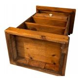 Vintage Wooden Bedside Table with Drawer and Shelves