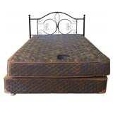 Vintage Scrolled Black Wrought Iron Head Board and Rails