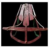 Vintage Red and Green Sleigh and Old Skates with Greens and Red Laces