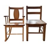 Vintage Children Wooden Chairs including a Rocking Chair