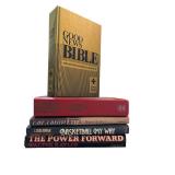 Various of Books including Good News Bible to Takedown