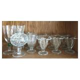 Grouping of Clear and Crystal Wine Glasses, Bowl, Parfait Glasses and More