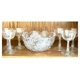 Grouping of Clear and Crystal Wine Glasses, Bowl, Parfait Glasses and More