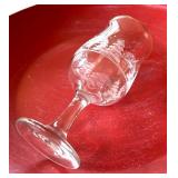 Beautiful Clear Etched Christmas Tree Glasses and Red Tray