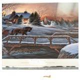 Terry Redlin "Heading Home" Best Friends and Their Pets out For an Evening Ride / Christmas 1990