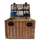 Fun Eddie Bauer Picknick / Willow Picnic Basket Including Cups, Plates, Napkins and More