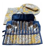 Fun Eddie Bauer Picknick / Willow Picnic Basket Including Cups, Plates, Napkins and More