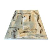 Abstract Paining Mixed Media Print on Canvas Neutral Colors