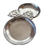 Vintage Pewter by Pewtarex including One Plate and Four Porridge Bowls