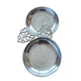 Vintage Pewter by Pewtarex including One Plate and Four Porridge Bowls