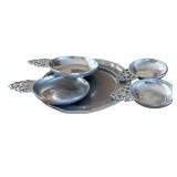 Vintage Pewter by Pewtarex including One Plate and Four Porridge Bowls