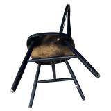 Three Vintage Painted Black Spindle Back Dining Chairs