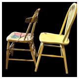 Two Vintage Yellow Wooden Chairs
