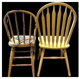Two Vintage Yellow Wooden Chairs