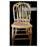 Two Vintage Yellow Wooden Chairs