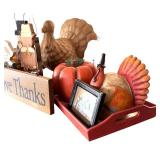 Gobble...Fall Decor Including Pictures, Turkey, Wooden Figurines and More