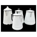 Vintage Enamel Ware Coffees White and Blue