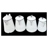 Vintage Enamel Ware Coffees White and Blue