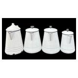 Vintage Enamel Ware Coffees White and Blue
