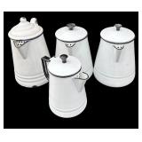 Vintage Enamel Ware Coffees White and Blue