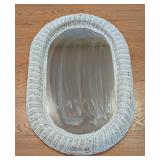 Vintage Painted Wicker Wall Mirror
