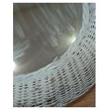 Vintage Painted Wicker Wall Mirror