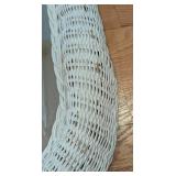 Vintage Painted Wicker Wall Mirror