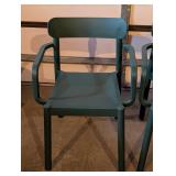 Pair of Green Resin Patio Chairs
