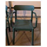 Pair of Green Resin Patio Chairs