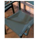 Pair of Green Resin Patio Chairs