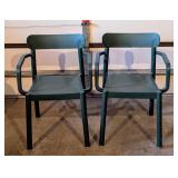Pair of Green Resin Patio Chairs