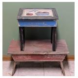 Pair of Painted Vintage Wood Stools