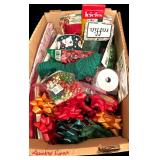 Large Christmas Lot of Boxes, Bags, Decor, Ribbons, Wrapping Pater and More