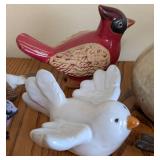 Ceramic and Metal Bird Figurines