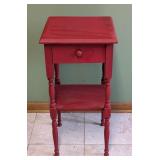 Red Painted Wood Accent Table