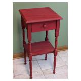 Red Painted Wood Accent Table