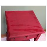 Red Painted Wood Accent Table