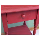Red Painted Wood Accent Table