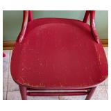 Pair of Red Painted Vintage Wood Chairs