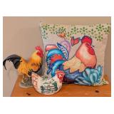 Colorful Rooster Accent Pillow and Decor