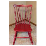 Red Painted Wood Rocking Chair