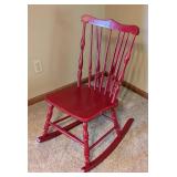 Red Painted Wood Rocking Chair